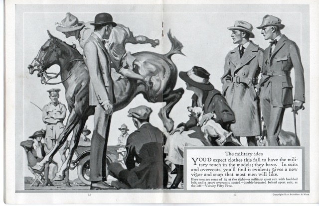 dieworkwear's tweet image. They also made military uniforms for US Army during both World Wars, which tied them to the idea of "national service" and American identity. American vets who returned from the trenches of Europe, but were not elite WASPs, bought HSM suits instead of the pricier Brooks Brothers.