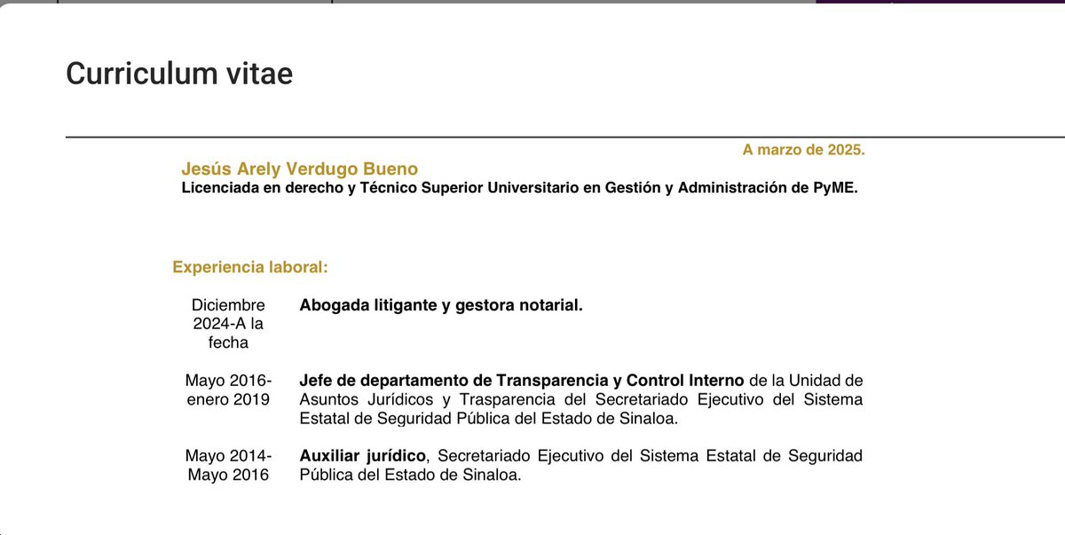 #PoderJudicial. Ella no ha trabajado en un juzgado, fue auxiliar y jefa de depto. en Seguridad Pública de #Sinaloa. No le hicieron entrevista ni examen de conocimientos. La pusieron como jueza de amparo en todas las materias en #Culiacán. ¡Sálvese quien pueda!, su esposo trabaja