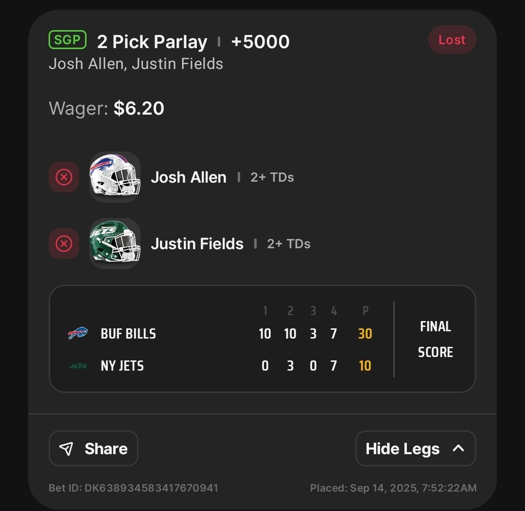 chris23daniel's tweet photo. @DKSportsbook So close https://t.co/wK5EdUTkTg