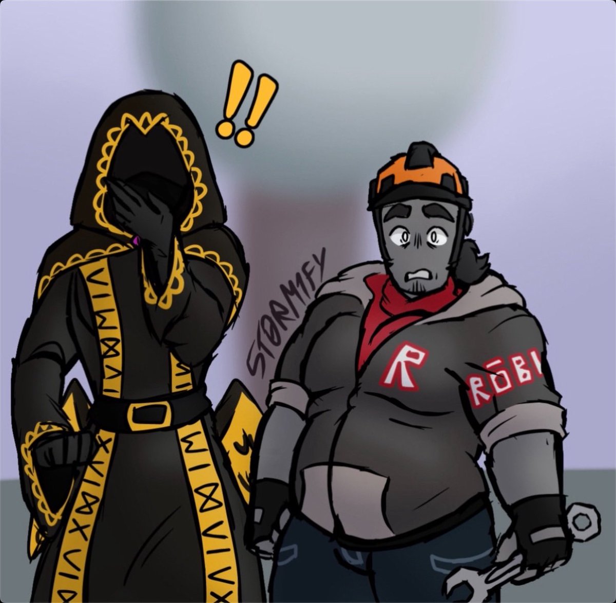 5T0RM1FY's tweet image. i wanted to redraw these two frames from that ‘delirious vs sentinels’ animation 👀 if u squint . . it’s #buildertaph

#forsaken #builderman #taph