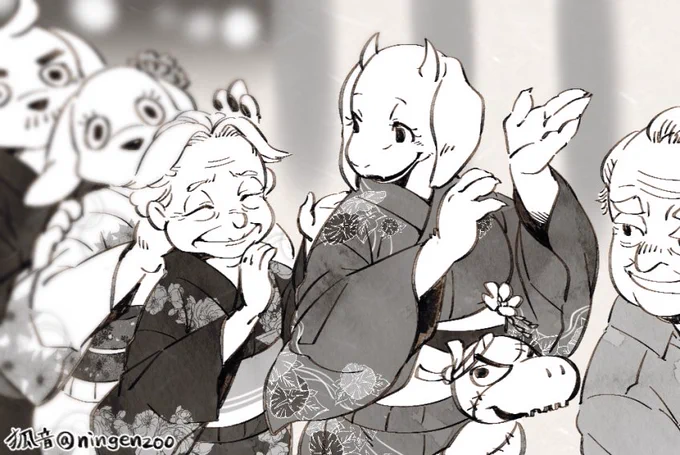 undertale過去絵。
地上での夏祭り。 