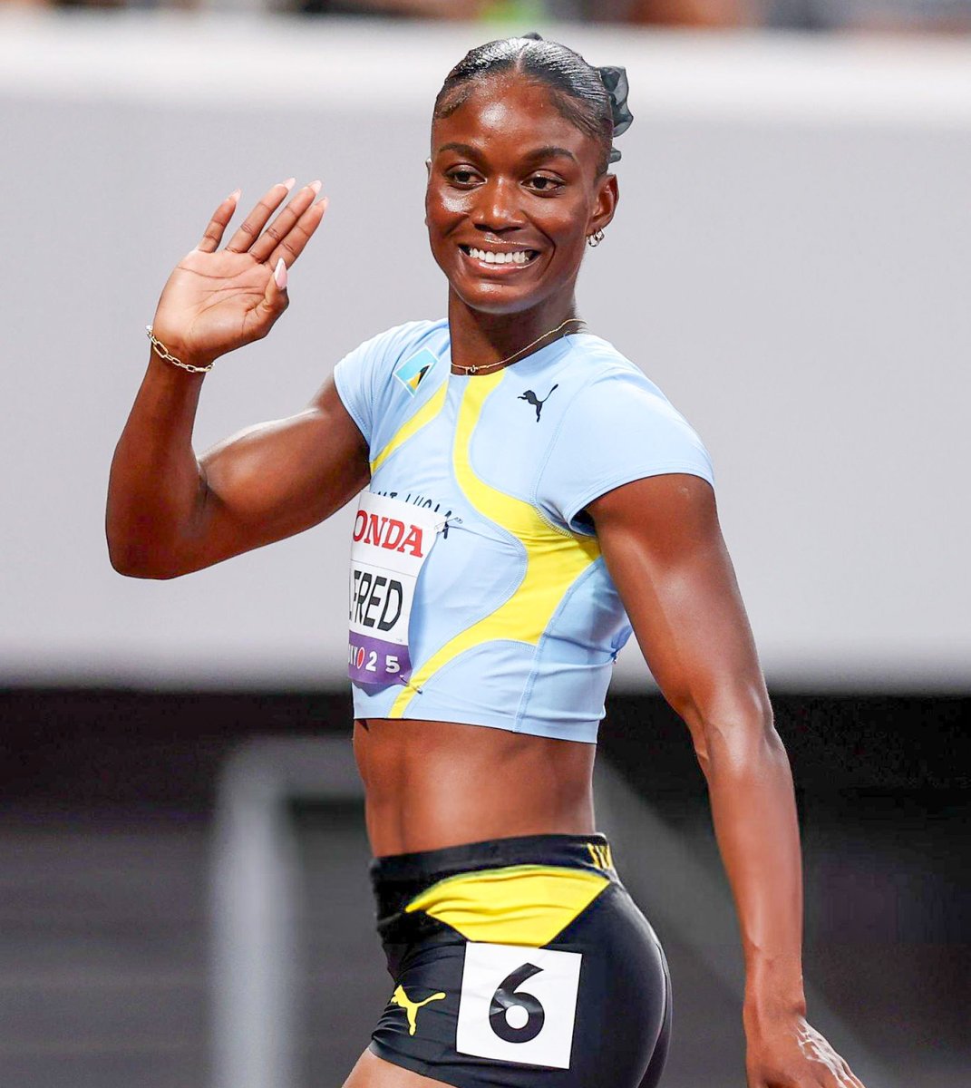 TrackGazette's tweet photo. Julien Alfred 🇱🇨 is OUT of the Tokyo 2025 World Championships due to injury!

She picked up a grade one hamstring strain during her preparations for the women's 100m final where she won Bronze.

Alfred won't contest the 200m where she holds the World Lead of 21.71s. https://t.co/S5I8WhVwct