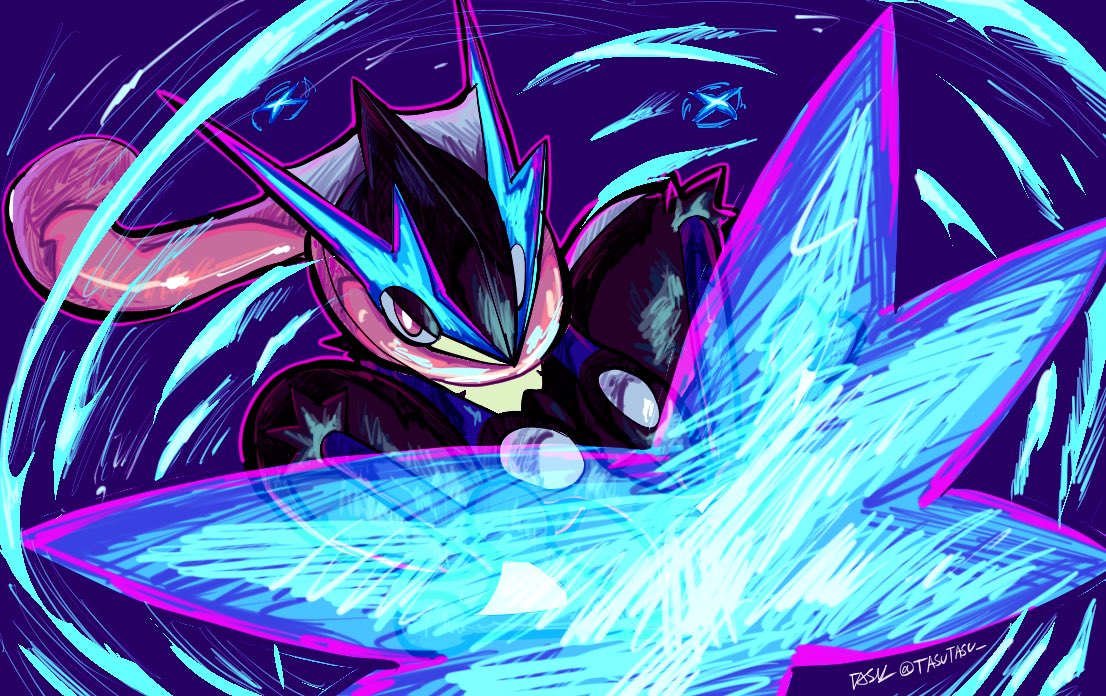 HiTasutasu's tweet photo. メガゲッコウガ

＃ポケモン　＃ポケモンカードゲーム　＃ポケモンカード　＃イラスト　＃カードイラスト　＃ポケモンZA ＃ポケモンメガ https://t.co/w2rFyQbQu8