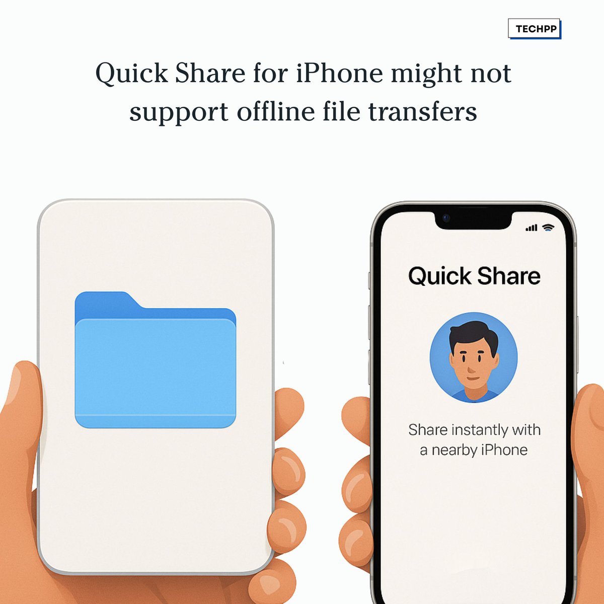 techpp's tweet image. Quick Share for iPhone might not support offline file transfers 

#Google #QuickShare #iPhone #FileSharing