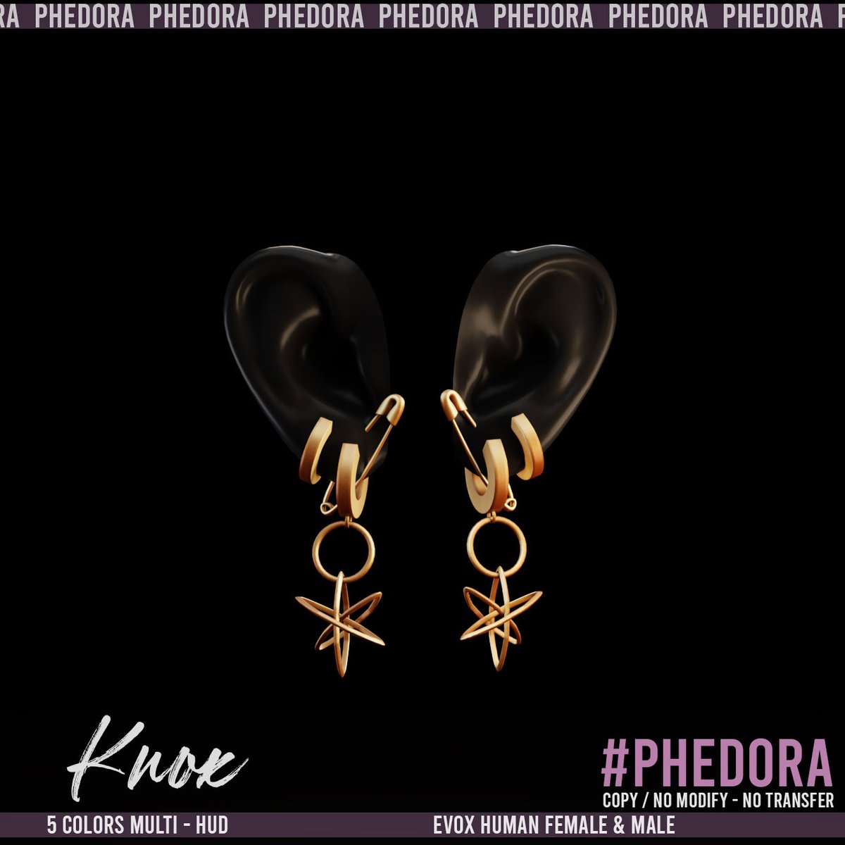 Phedora. - "Knox" Earrings Available at <a href="/Kustom9_sl/">Kustom9</a> 
Forged for players who don’t play, with 5 HUD-driven metals and rigs for Lelutka Evo X Human Female &amp; Male. Not a trade. Not a flex. A permanent equip. ⚔️ 
❥ LM : maps.secondlife.com/secondlife/kus…
