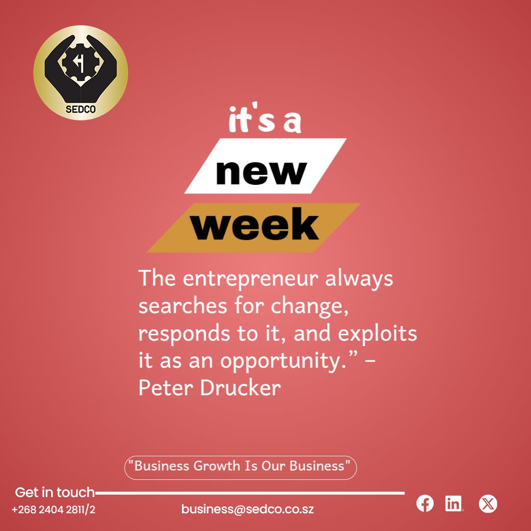 |  It’s a new week!  |

At SEDCO, we believe every change is an opportunity for growth. Entrepreneurs thrive by adapting, innovating, and seizing the moment.

#MondayMotivation #Entrepreneurship #BusinessGrowth #SEDCO #Opportunity