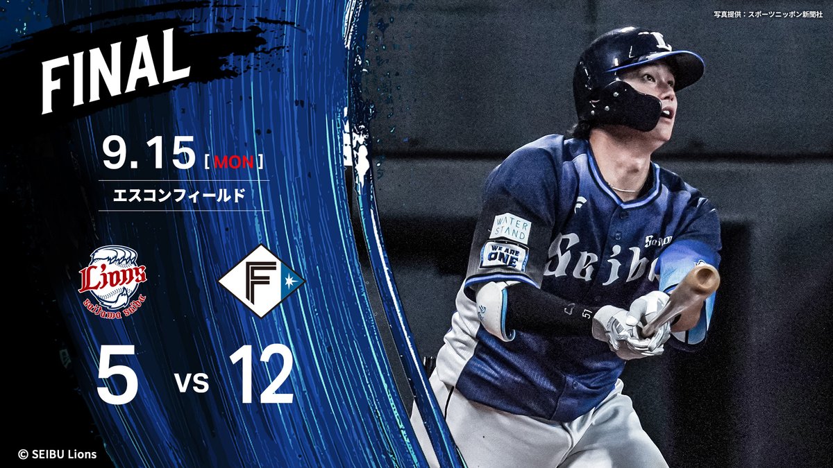 9/15 結果] L5–12F 3回 #滝澤夏央 選手のスクイズ、#外崎修汰 選手の