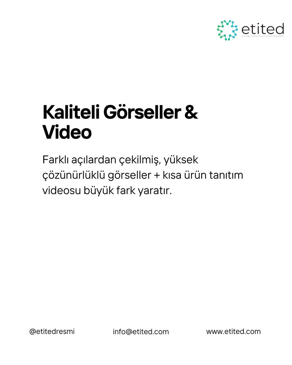 etitedresmi's tweet photo. 🛒 Pazaryerinde ürün sıralamasını yükseltmenin 5 yolu:
1️⃣ Anahtar kelimeli başlık &amp; açıklama
2️⃣ Kaliteli görsel + video
3️⃣ Olumlu yorum &amp; puanlar
4️⃣ Rekabetçi fiyat + kampanya
5️⃣ Hızlı kargo &amp; sağlam stok
✨ Küçük optimizasyonlar = Büyük satış artışı!

#eticaret #pazaryeri https://t.co/u6QcmB3WVV