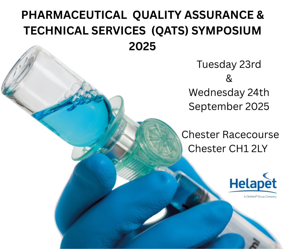 We are looking forward to returning to the Quality Assurance &amp; Technical Services Symposium (#QATS), taking place at the Chester Racecourse.

Our expert team look forward to introducing you to our range of dedicated #cleanroom &amp; isolator consumable products #pharmacy #aseptics