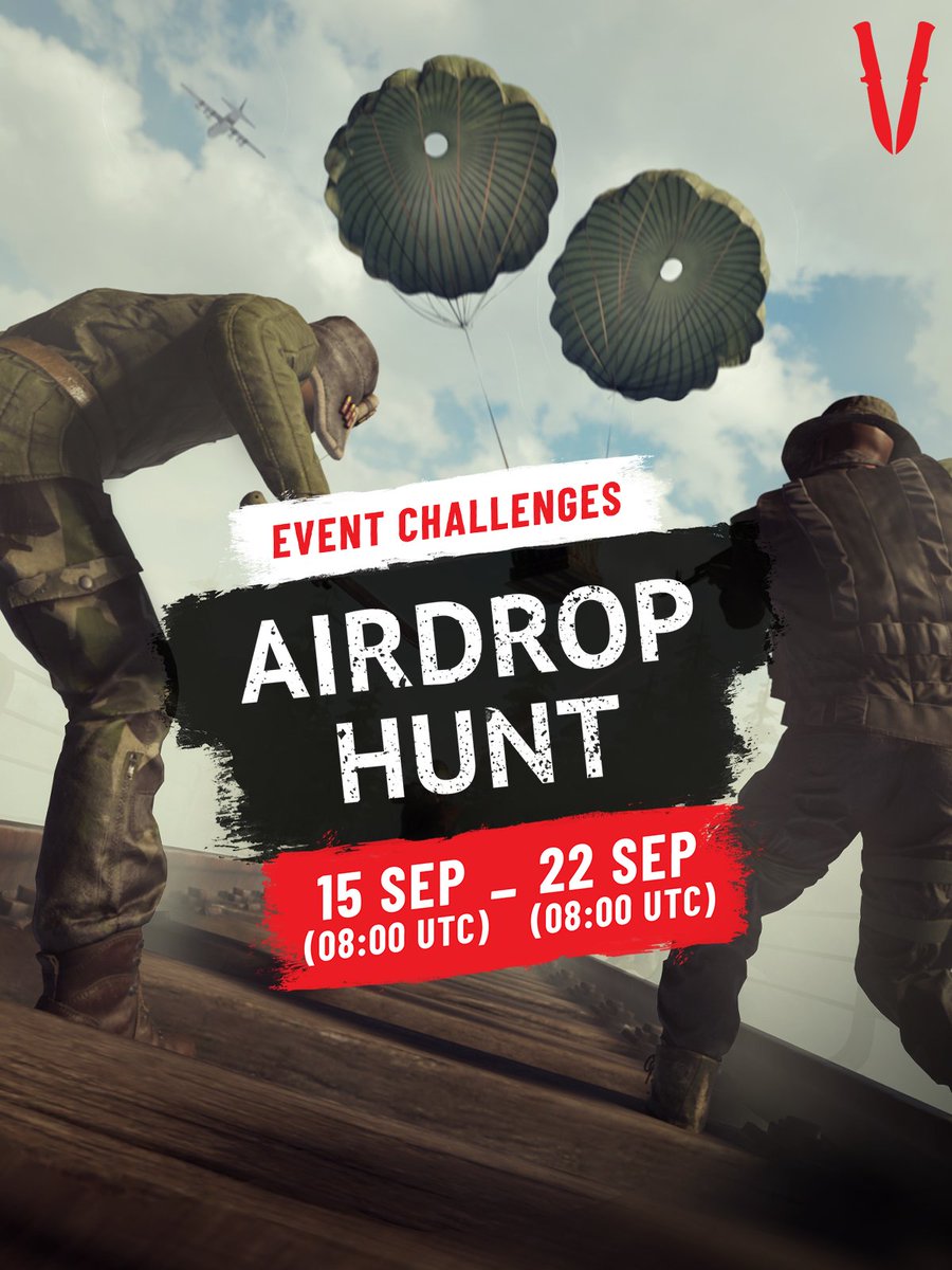 vigorthegame's tweet image. It's time to take on the Airdrop Hunt Event Challenges 🛩️
Complete these Challenges by retrieving or boosting Airdrops. The more you secure, the greater your rewards! 💥
Event ends Monday September 22nd at 8AM UTC 🕗