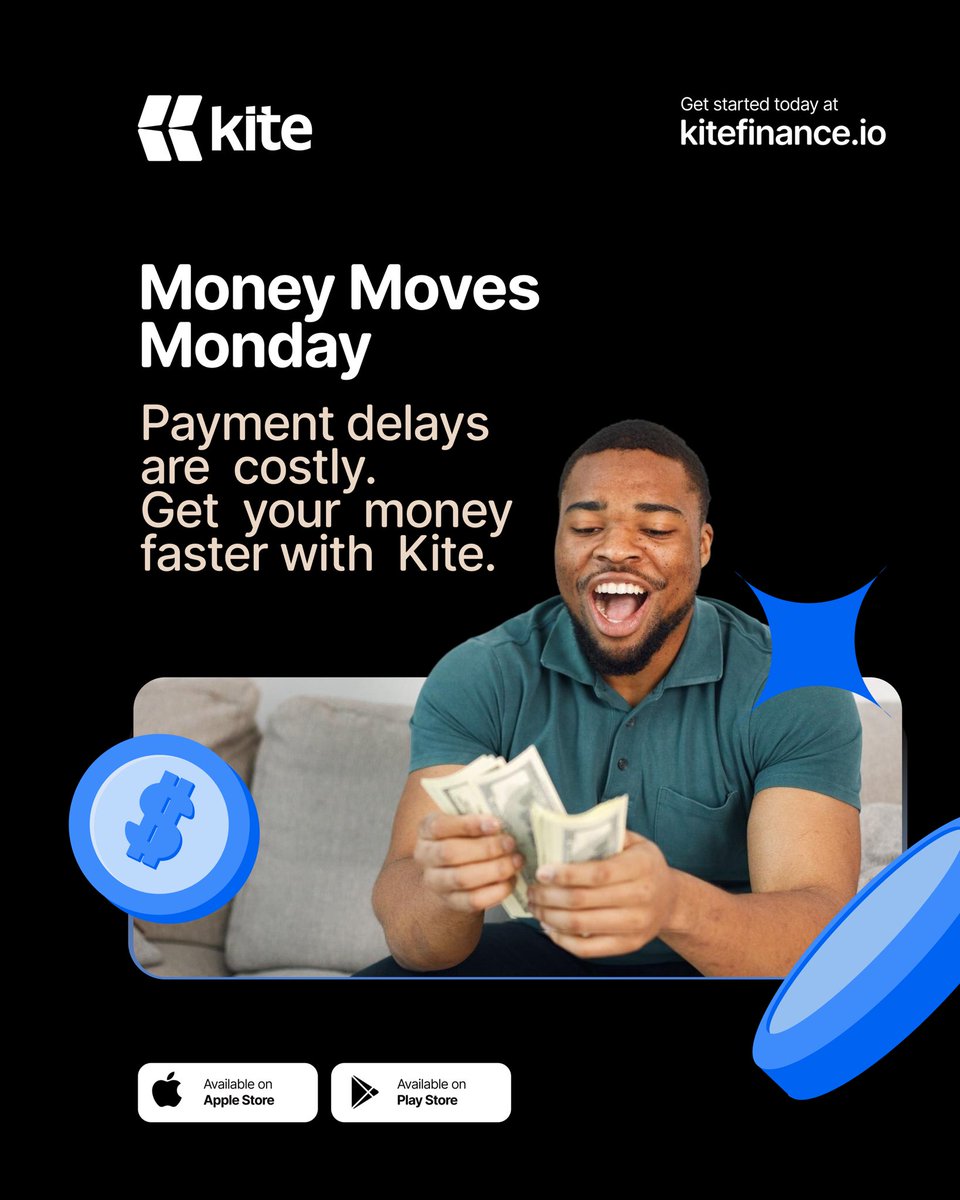 UseKitehq's tweet photo. Mondays shouldn’t start with “your funds are still processing.” ⚡💙

On Kite, you get paid, withdraw, and move instantly.

#MoneyMovesMonday 
#UseKite
#KiteFinance https://t.co/iF9pFyDeoS