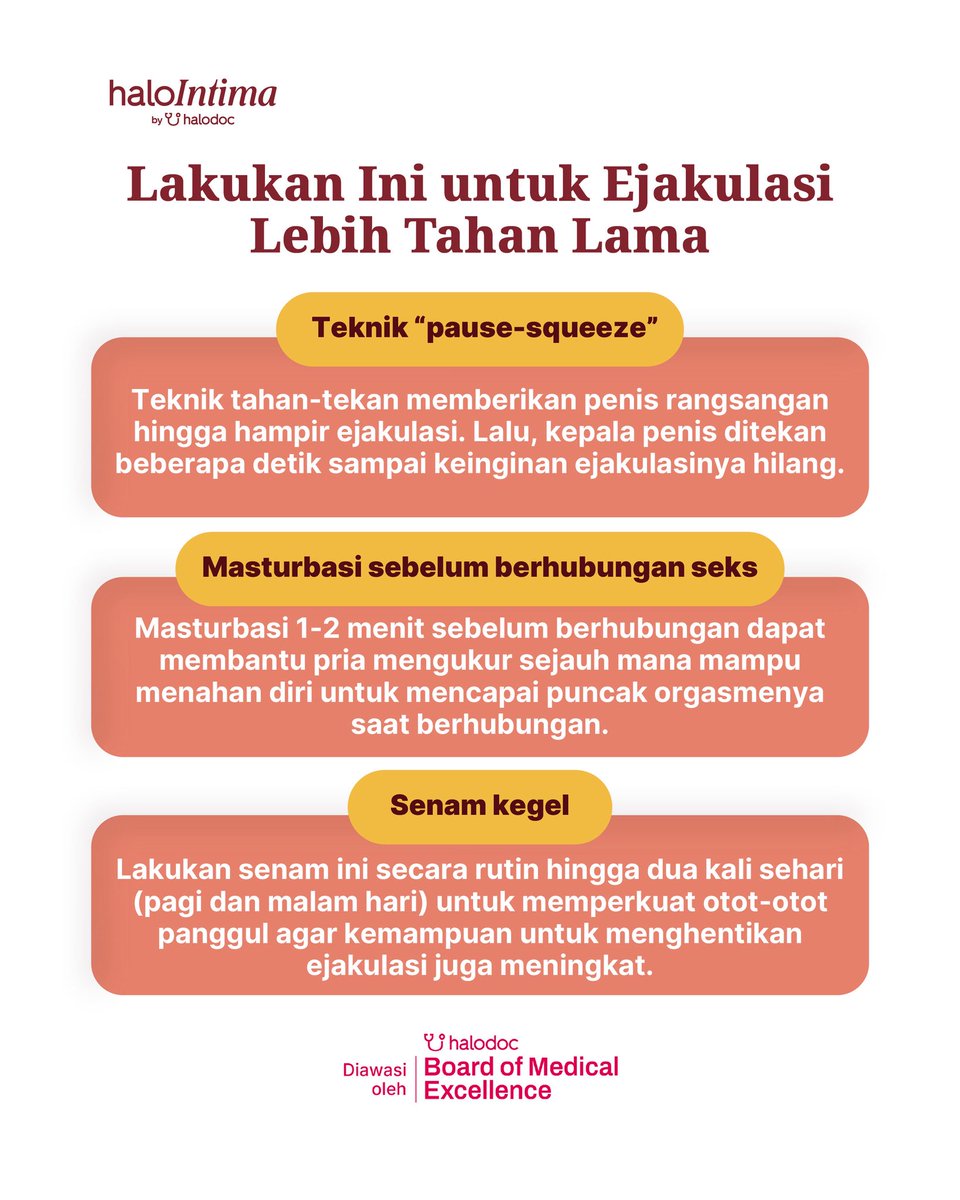 HalodocID's tweet photo. BERAPA DURASI YANG NORMAL UNTUK EJAKULASI?⏱️

Faktanya, durasi normal ejakulasi berkisar 5–10 menit setelah penetrasi. Kalau ejakulasi terjadi kurang dari 1 menit setelah penetrasi, itu bisa jadi tanda ejakulasi dini dan seringkali membuat momen intim terasa kurang maksimal. https://t.co/lFvJzJXvVj
