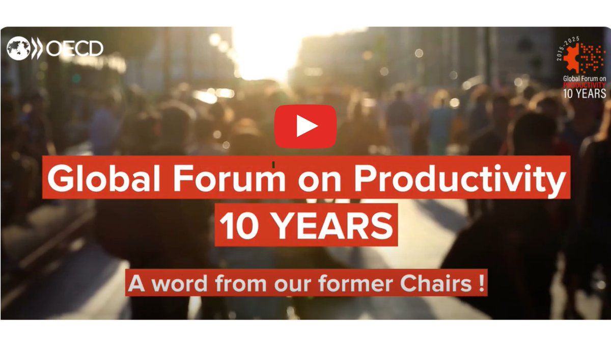 OECDeconomy's tweet photo. 🎂 We celebrate 10 years of the @OECD Global Forum on Productivity!
Former co-chairs share lessons &amp; experiences from the GFP journey.
By sharing these, we build a more resilient global economy that benefits all.
👉Watch the video and learn more: https://t.co/sc21uBZYWm
#OECDGFP https://t.co/jdO7xyI54j