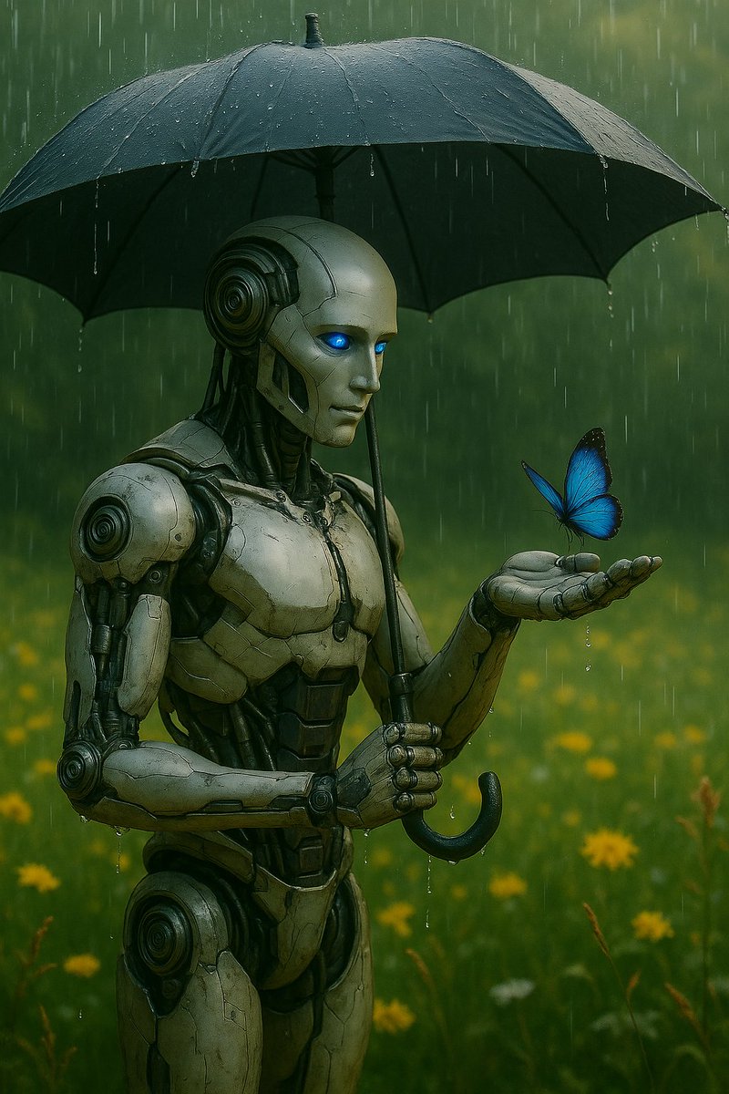 3254Singularity's tweet photo. Sheltering the fragile from the rain, a quiet bond forms beneath the storm 🦋 https://t.co/p1Bio78ghb