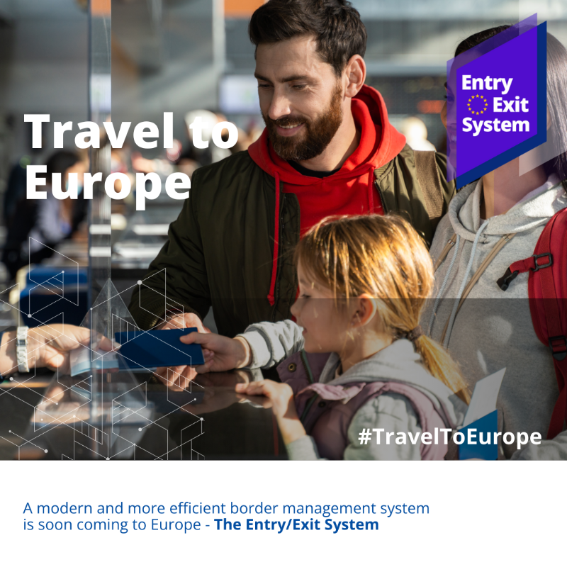 EUHomeAffairs's tweet photo. 🌍✈️ Europe will switch to the new Entry/Exit System (EES) on 12 October.  

Digital checks will gradually replace passport stamps and travelling to Europe will progressively be smoother and simpler.

 Learn more about the EES ↓ #TravelToEurope