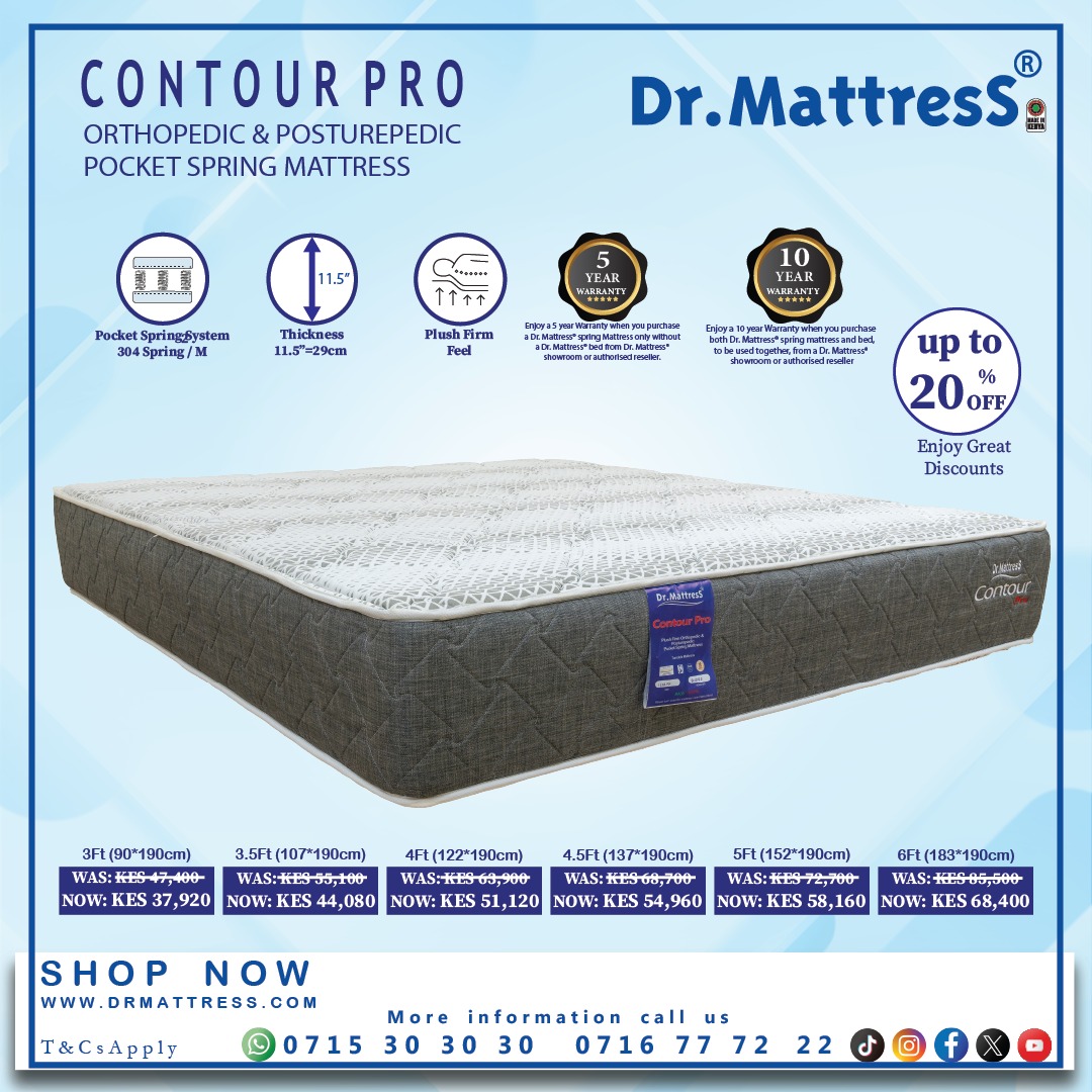 dr_mattress's tweet image. Wake up refreshed. Contour Pro Mattress delivers premium support night after night. ✨

📍Our Locations Countrywide: bit.ly/42uKxPo

☎For Enquiries: +254 715 30 30 30

🌐 Shop Now: drmattress.com

#DrMattress #ContourPro #Springmattress #BetterSleep