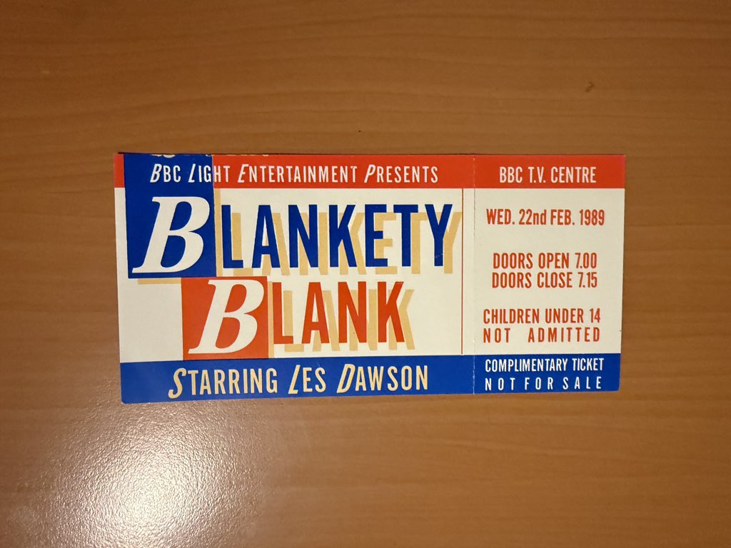 Here’s a lovely little curiosity in the collection, Busters personal ticket for his appearance on Blankety Blank