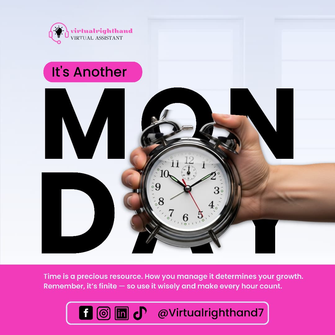 VRH7_Academy's tweet photo. New week. New chances. New results.

Time is the one resource you can’t get back, how you use it today shapes the success you’ll see tomorrow.

Start strong, stay consistent, and make this Monday count!

#VirtualRightHand #MondayMotivation #Productivity #VirtualAssistan https://t.co/FikeLjBfaA