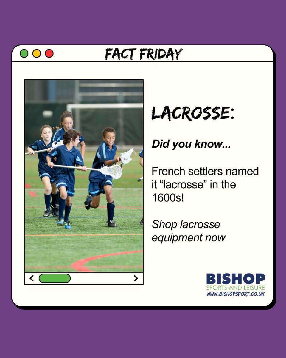 🥍 Fact Friday: Lacrosse was named by French settlers in the 1600s, who thought the stick looked like a bishop’s staff - “la crosse”. 🇫🇷

Inspire your students with one of the world’s oldest organised sports.

👉 bishopsport.co.uk/collections/la…

#Lacrosse #FactFriday #BishopSports