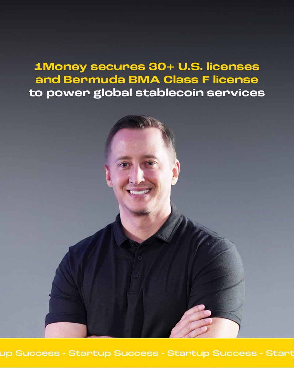 Hub71 (@hub71ad) on Twitter photo Licenses unlocked, barriers removed, future secured 🚀
<a href="/1MoneyNetwork/">1Money Network</a> has secured over 30 U.S. Money Transmitter Licenses and a Bermuda BMA Class F license, surpassing major players and unlocking the ability to launch global stablecoin orchestration services through its 1Money Licenses unlocked, barriers removed, future secured 🚀
<a href="/1MoneyNetwork/">1Money Network</a> has secured over 30 U.S. Money Transmitter Licenses and a Bermuda BMA Class F license, surpassing major players and unlocking the ability to launch global stablecoin orchestration services through its 1Money