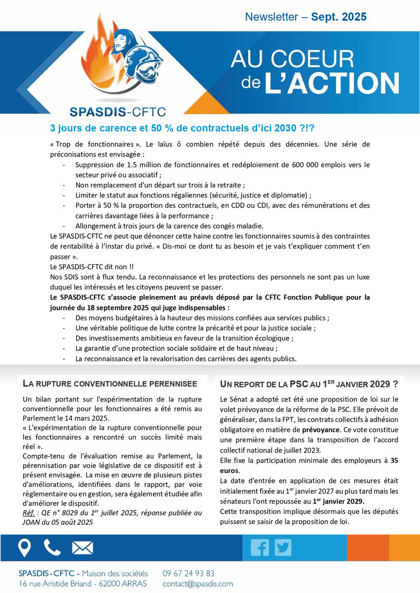pompiers_cftc's tweet image. [NEWSLETTER] 🛑STOP à la chasse aux fonctionnaires🛑
Le #SPASDIS s&apos;associe pleinement à la journée du 18 septembre 2025 👇👇👇
#SDIS #pompiers #PATS #securitécivile #DGSCGC #CFTC