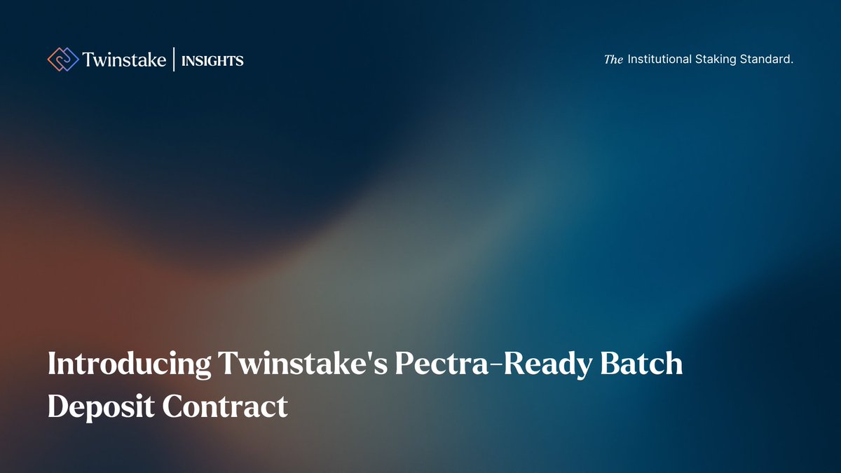 Twinstake launches its Hoodi- and Pectra-compatible batch deposit contract for ETH staking

Built with <a href="/NethermindEth/">Nethermind</a> and audited by <a href="/Quantstamp/">Quantstamp</a> 
✔️ Deposits from 1 to 2048 ETH 
✔️ Flexible batch allocations Open-sourced to strengthen <a href="/ethereum/">Ethereum</a> infra

API: