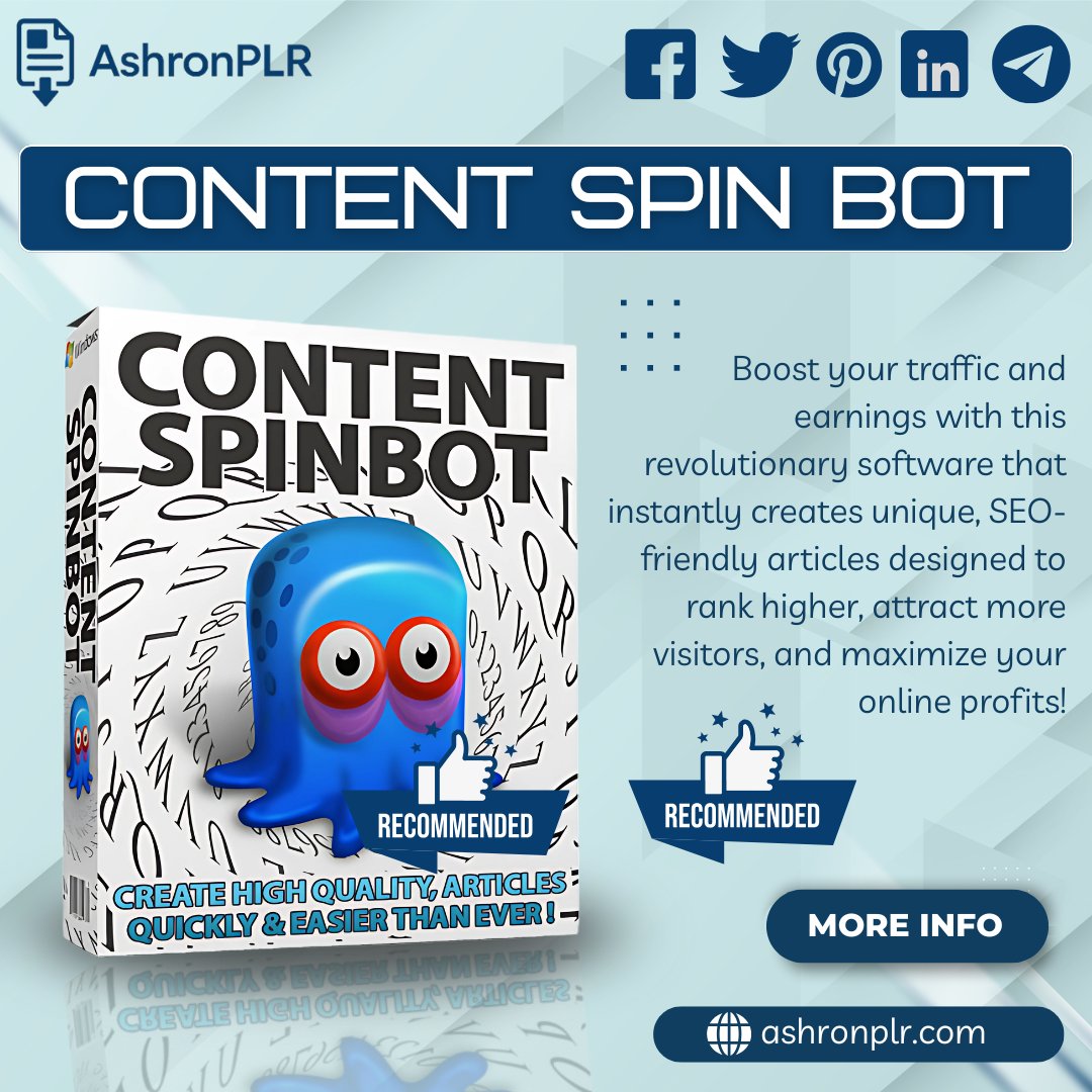 ashronplr's tweet image. 🚀 Create Unique Content in Seconds! 💡
explore now: ashronplr.com/product/conten…
#digitalmarketingtools #ContentCreationMadeEasy #SmartContent #MarketingHacks #OnlineBusinessGrowth #SEOBoost #AutomatedSuccess #SpinAndWin #ContentMarketingTips #ProductivityHack #AshronPLR