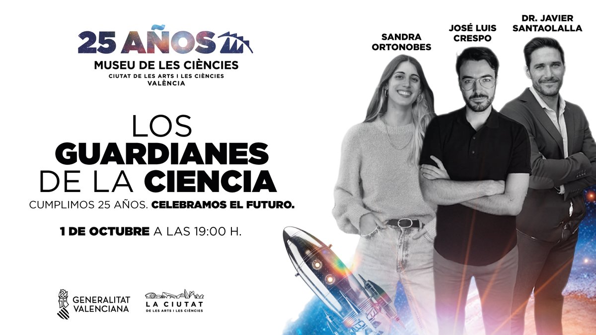 📢Sandra Ortonobes <a href="/lahiperactina/">Sandra</a>, José Luis Crespo <a href="/QuantumFracture/">Crespo</a> y Javier Santaolalla <a href="/JaSantaolalla/">Javier Santaolalla</a>,  juntos el 1 de octubre para celebrar con nosotros los 25 años del #MuseudelesCiències

🆓Libre acceso hasta completar aforo

#25Museu

ℹ️ cac.es/noticia/confer…