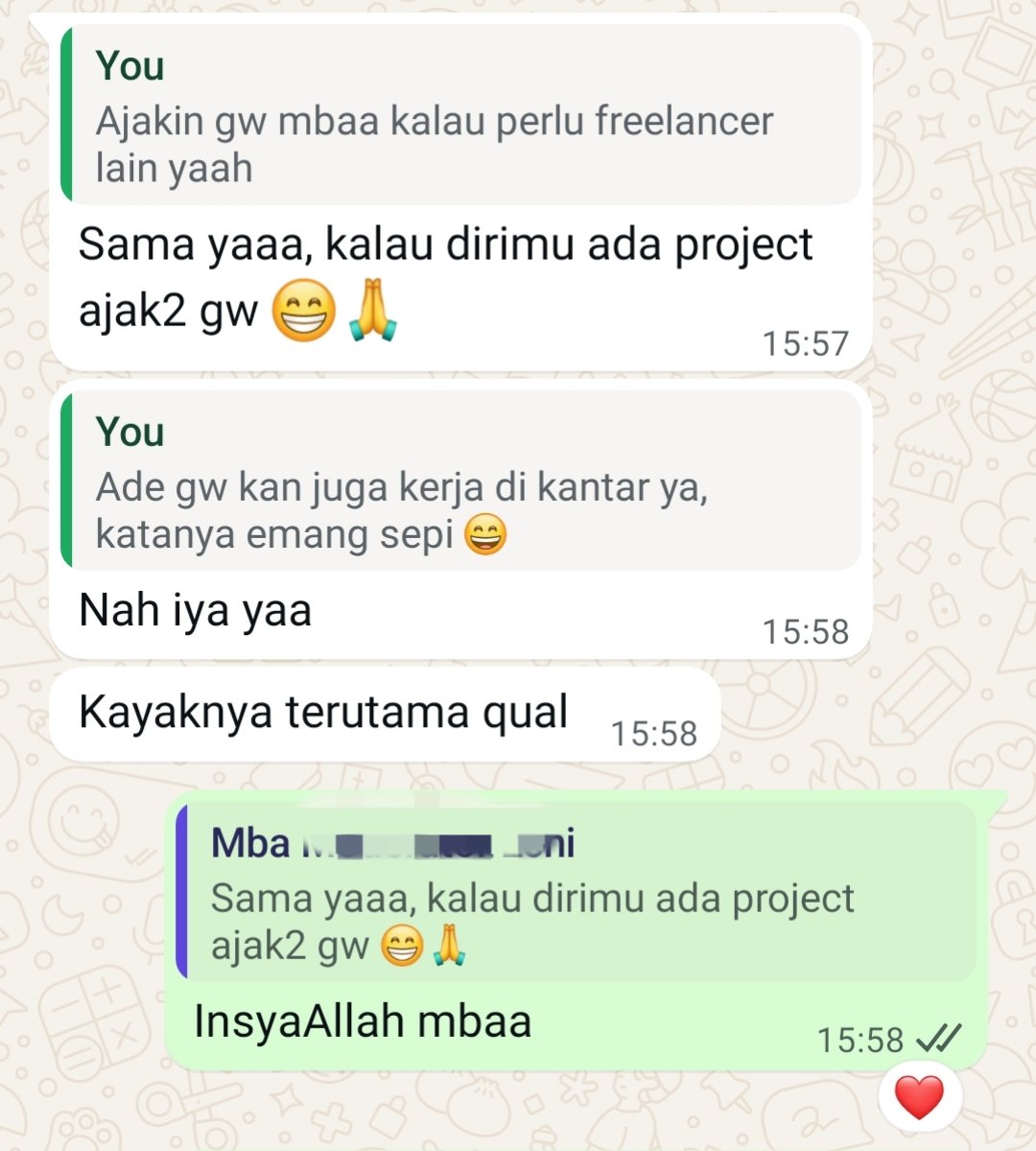 learn_withFarah's tweet image. Research project agak sepi tahun ini jadi bulan Agustus kemarin reach out ke senior, Mbak E.

Siapa sangka ternyata bulan September aku yang dapat project dan hire Mbak E sebagai team.

Sekarang lagi WFC di Tebet bahas teknis projectnya

The power of reaching out &amp;amp; silahturahmi…