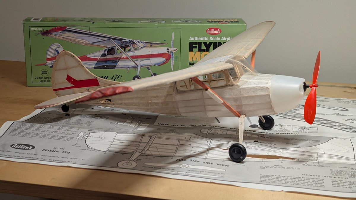 This Guillows Cessna 170 sat on my shelf almost finished for the last 30 years.

This evening I just completed it.

Probably my longest procrastination session ever.