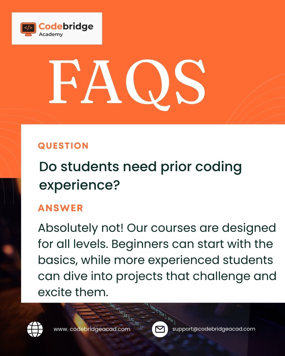 CodeBridgeAca's tweet image. Coding is for everyone — not just the experts. Our beginner-friendly courses make sure you start strong, grow at your own pace, and achieve your goals  
Visit - codebridgeacad.com