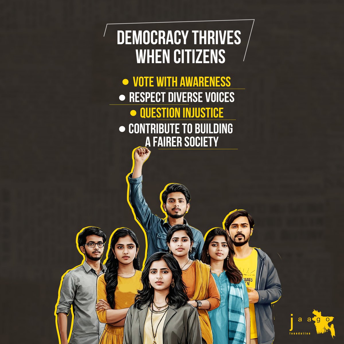 Democracy is more than a system—it is the backbone of a just and inclusive society.

When citizens vote with awareness, honour diverse voices, challenge injustice, and drive positive change, they build a future where equality and fairness thrive.

This International Day of