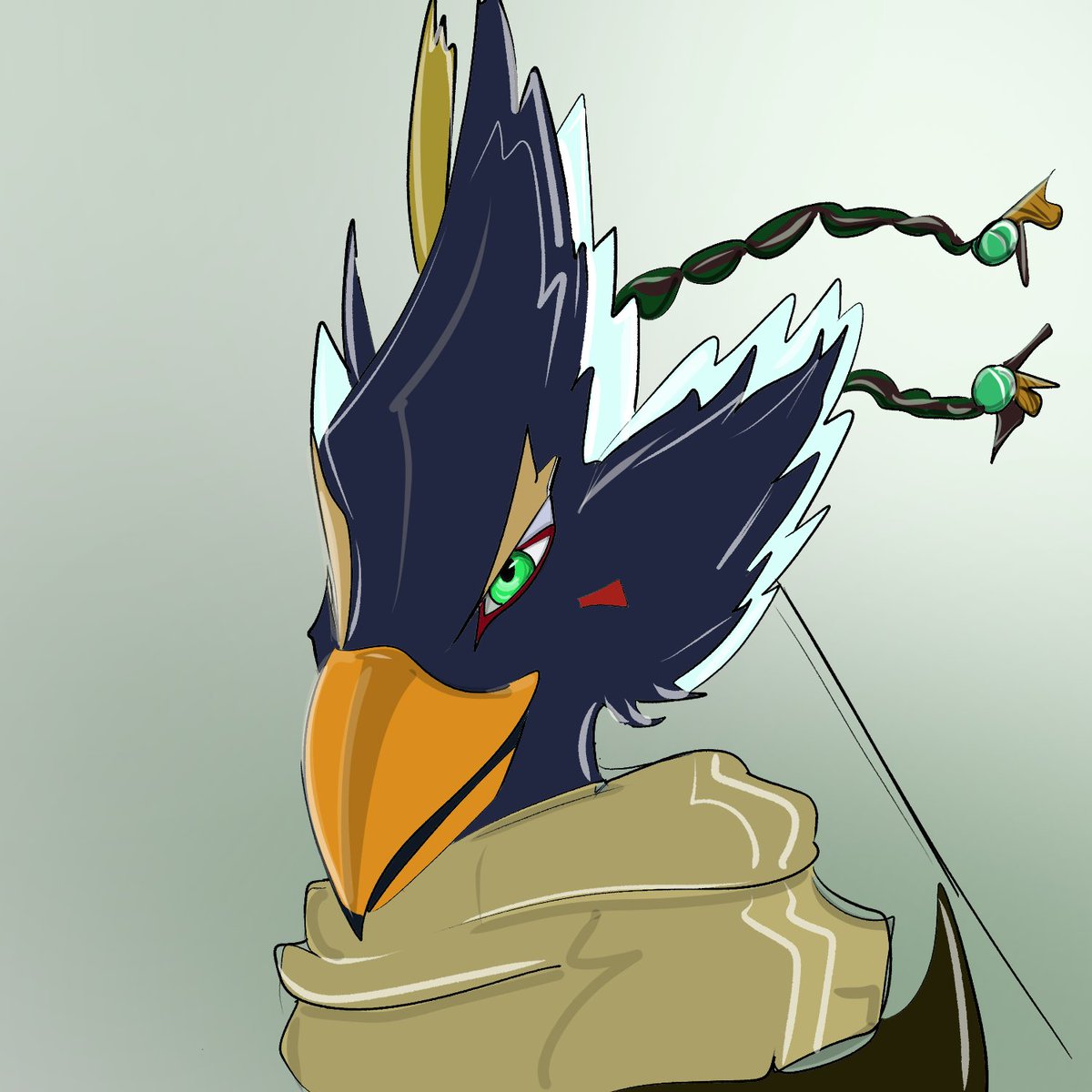I've been wanting to draw my BOTW fave for awhile. Here's a quick doodle! Not used to drawing birbs 
#Revali #BOTW