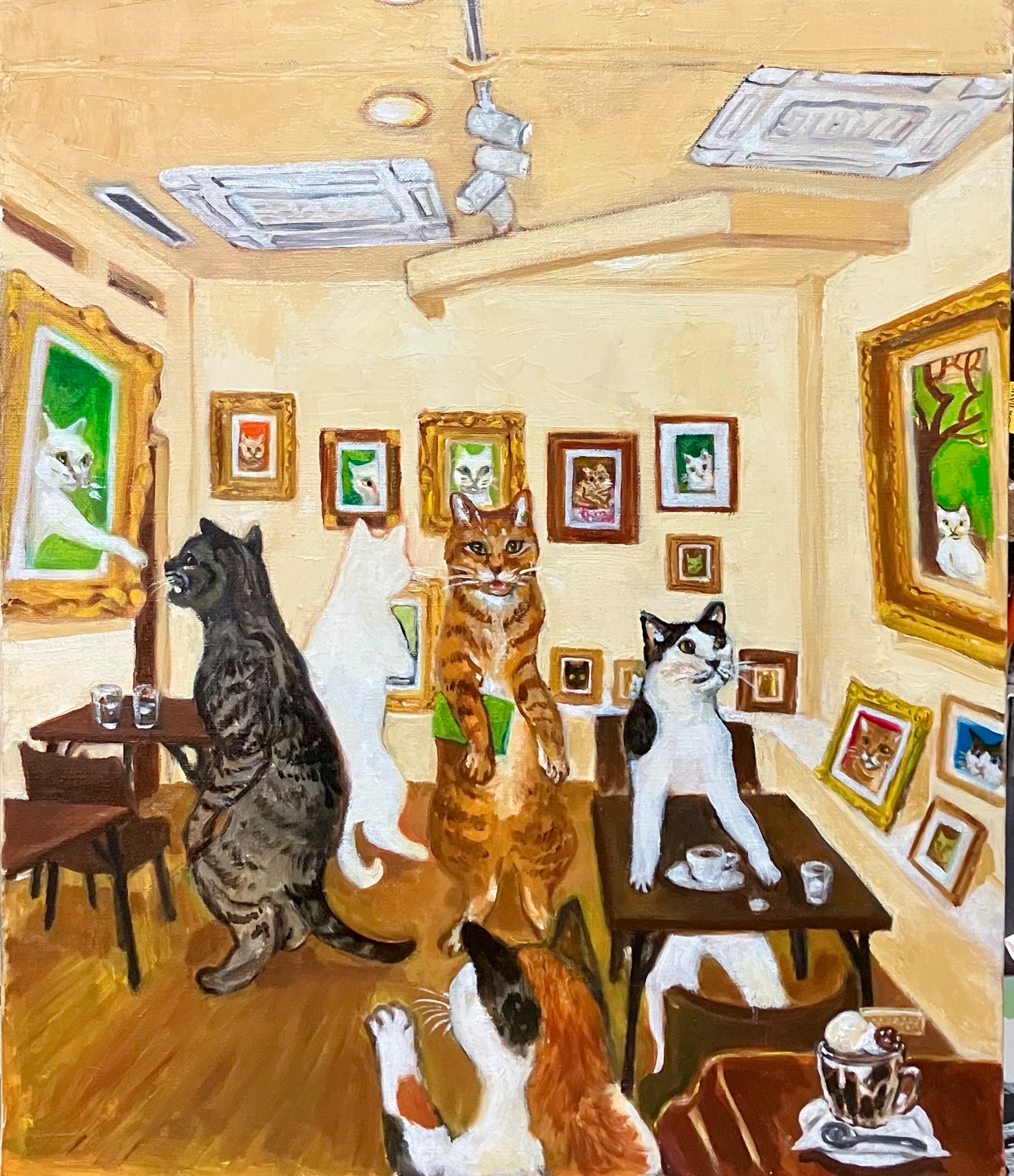 油絵　専用　いつもごきげんな猫 🎐🍉 KENの夏休み原画展 ・福岡初個展！！🍉🎐／ 福岡で初めての