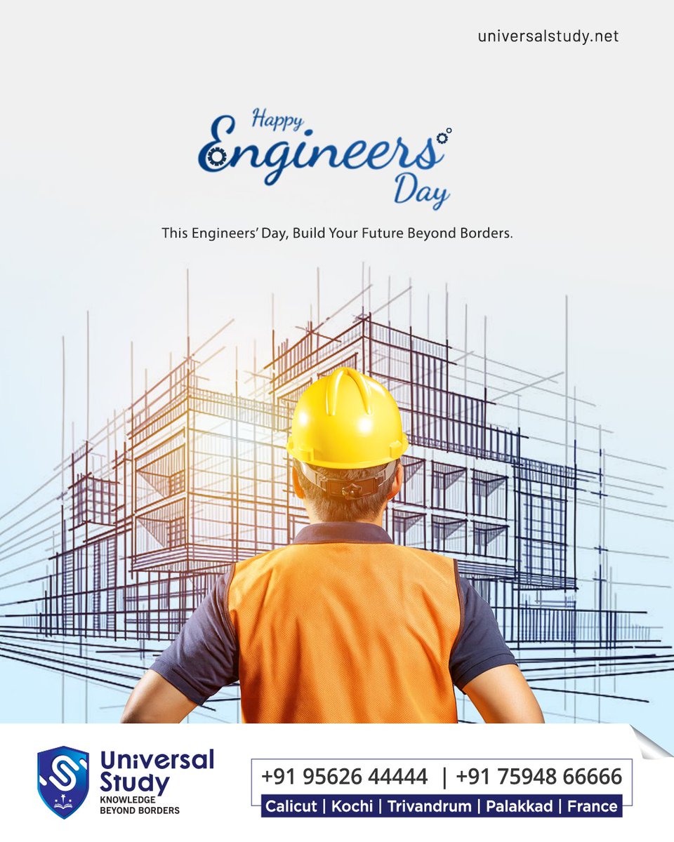 Study79364Study's tweet image. Happy Engineers’ Day!

📞 Contact Us:
+91 95626 44444
+91 75948 66666

🌐 universalstudy.net

📩 info@universalstudy.net

#HappyEngineersDay #EngineersDay2025 #UniversalStudy [Universal Study | Knowledge Beyond Borders | Study Abroad | Global Education]
