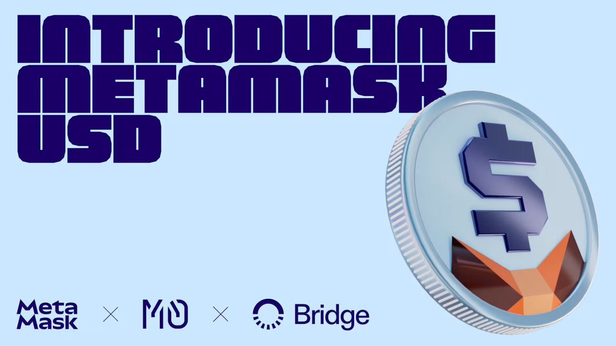 .<a href="/MetaMask/">MetaMask 🦊</a> announces stablecoin, MetaMask USD $MUSD

Built with <a href="/Stablecoin/">Bridge</a>, a <a href="/stripe/">Stripe</a> company, and <a href="/m0/">M0</a>, $mUSD supports on-ramps, swaps, bridging, and will soon be spendable via the MetaMask Card at millions of <a href="/Mastercard/">Mastercard</a> merchants.

MetaMask USD will be initially launching on