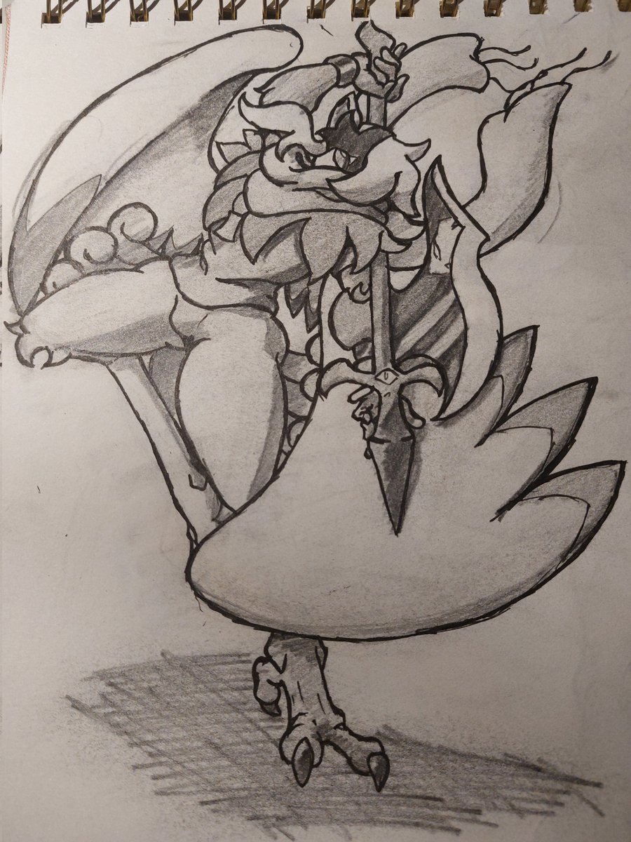Today, I didn't have much time so is only 1 #drawing. Finally did the fusion, but i fully combined the characters. Hope you like it <a href="/DJRedSnapdragon/">Julia the Wubstep Noivern!!!</a>. Who knows, maybe another time I'll try a less fused version. #art #fanart #paperart
