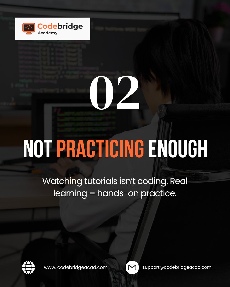 CodeBridgeAca's tweet image. Want to level up as a coder?
Most beginners fall into the same traps that slow their growth. From skipping the basics to never building projects, these mistakes can cost you time and confidence.
💡 Ready to master coding the right way?
#CodingTips #LearnToCode #CodeBridgeAcademy