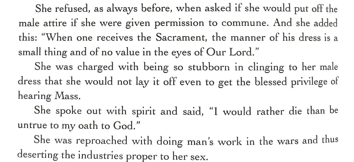 When Joan of Arc was on trial, they consistently tried to fault her with “doing a man’s work” and wearing men’s attire.

They believed she did something wrong by not acting out the “correct” role of her sex.

Now she is canonized as a saint.

I wonder what society today would