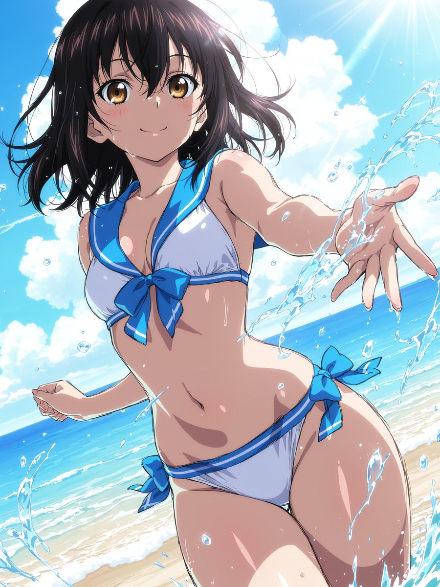 sakusaku2359's tweet image. ストライク・ザ・ブラッド/姫柊雪菜

セーラー水着
#AIイラスト