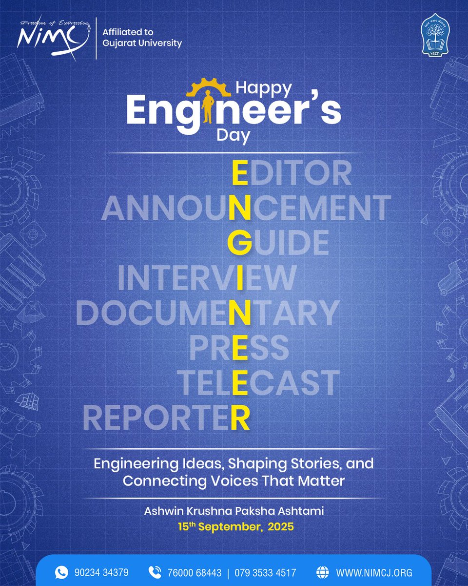 Happy Engineer’s Day!

Today, we celebrate the innovators and thinkers shaping the future with ideas, solutions and inspiration. Let’s honor engineering’s role in education, society and progress

#NIMCJ #EngineersDay #Innovation #EngineeringIdeas #ShapingStories #ConnectingVoices