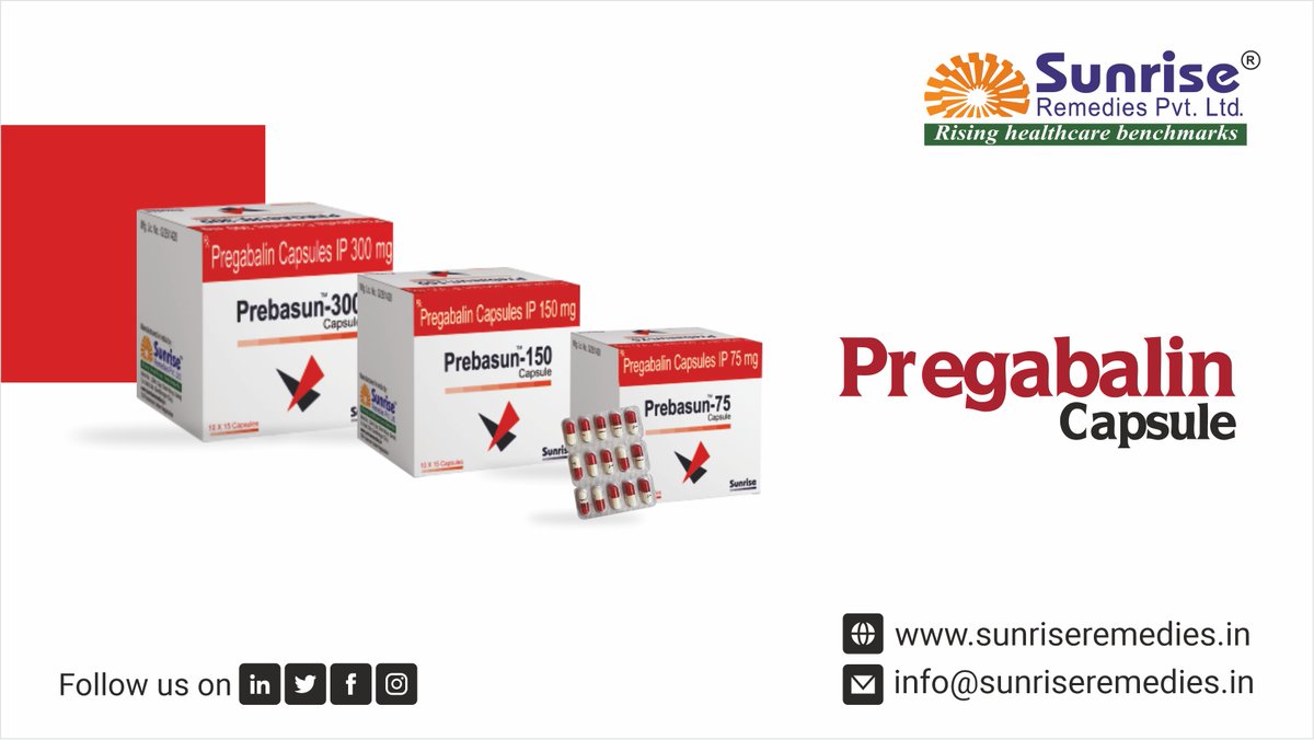 sunriserem's tweet image. Prebasun Generic #Pregabalin Capsules Manufacturer and Exporter By Sunrise Remedies Pvt. Ltd.
Read More: sunriseremedies.in/our-products/p…
#Prebasun #PregabalinCapsules #NeuropathicPain #ThirdPartyManufacturing #ContractManufacturing #LoanLicense #Healthcare #Formulation #Sunriseremedies