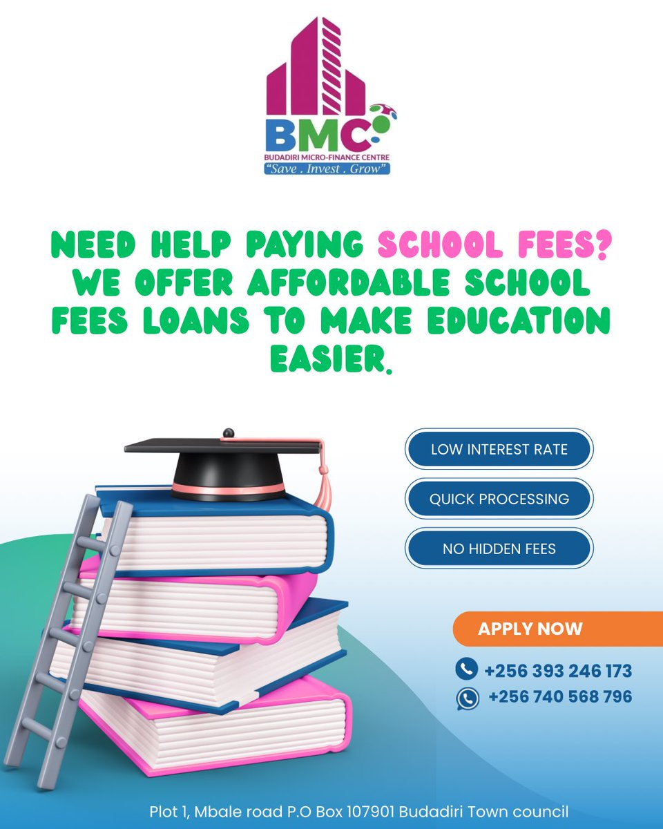 School fees made easy! <a href="/BMCMicrofinance/">Budadiri Microfinance Centre</a> offers quick and affordable school fees loans. Invest in your child’s future.
Educate a child, educate the nation.

#BackToSchool 
#SchoolFeesLoan