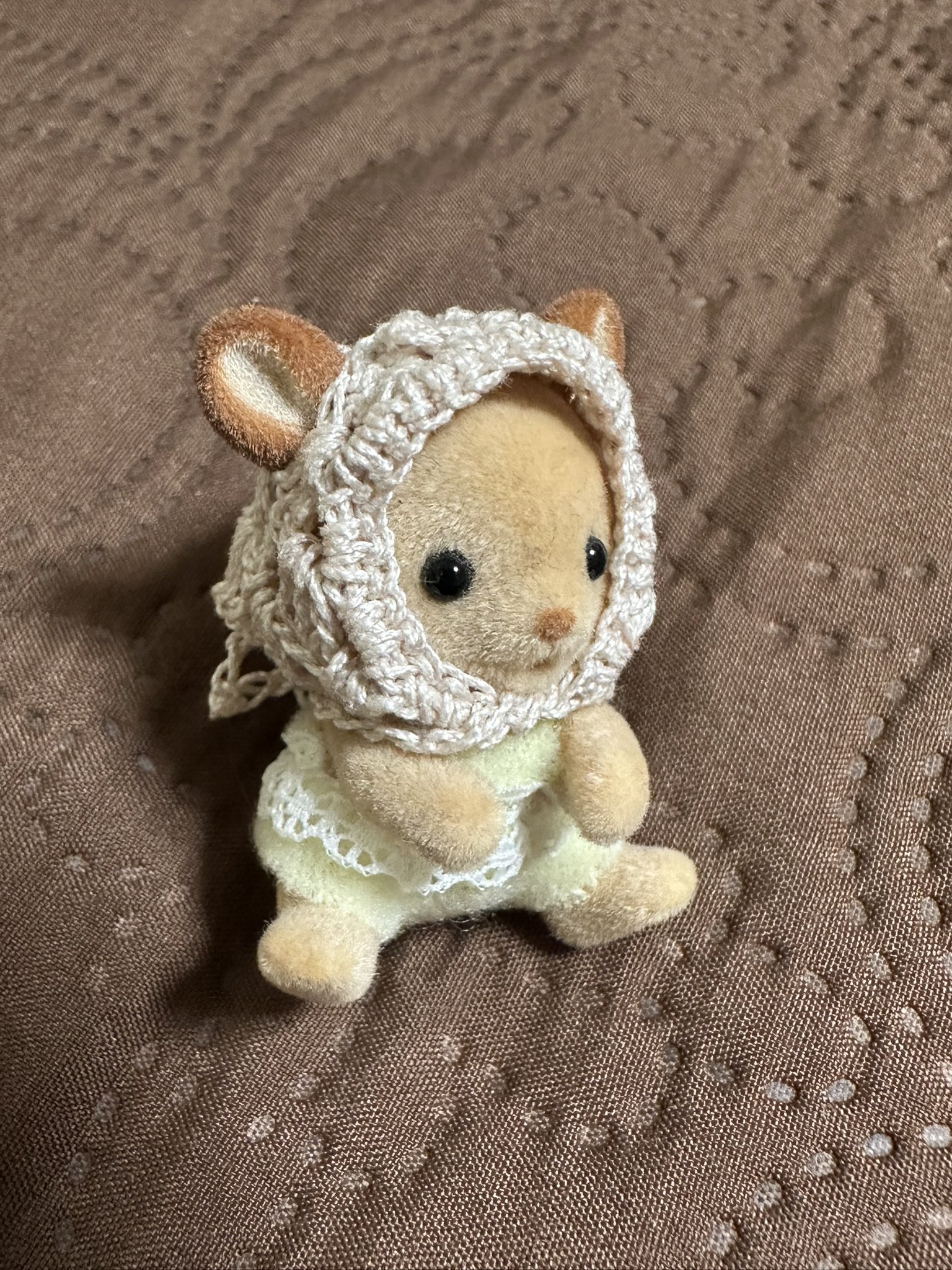 編み込みバブーシュカ　キノコちゃん バブーシュカの縁取りをフリルにしてみたんだけど、 もしかして