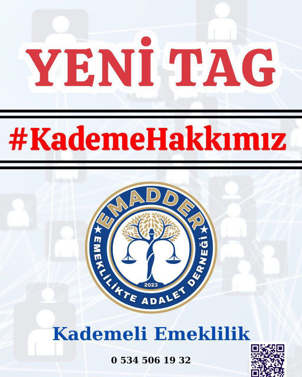 ‼️📣 YENİ TAG 📣‼️
👇👇👇👇👇👇
#KademeHakkımız

⚠️Bu haksızlık yıllardır sürüyor ve artık göz göre göre milyonlarca kişiyi mağdur ediyor. Tek ve gerçek çözüm:
💥 KADEMELİ EMEKLİLİK!

📌 Artık sorunun farkındasınız ve çözüm tamamen sizin elinizde.
Yıllarca alın teri döken