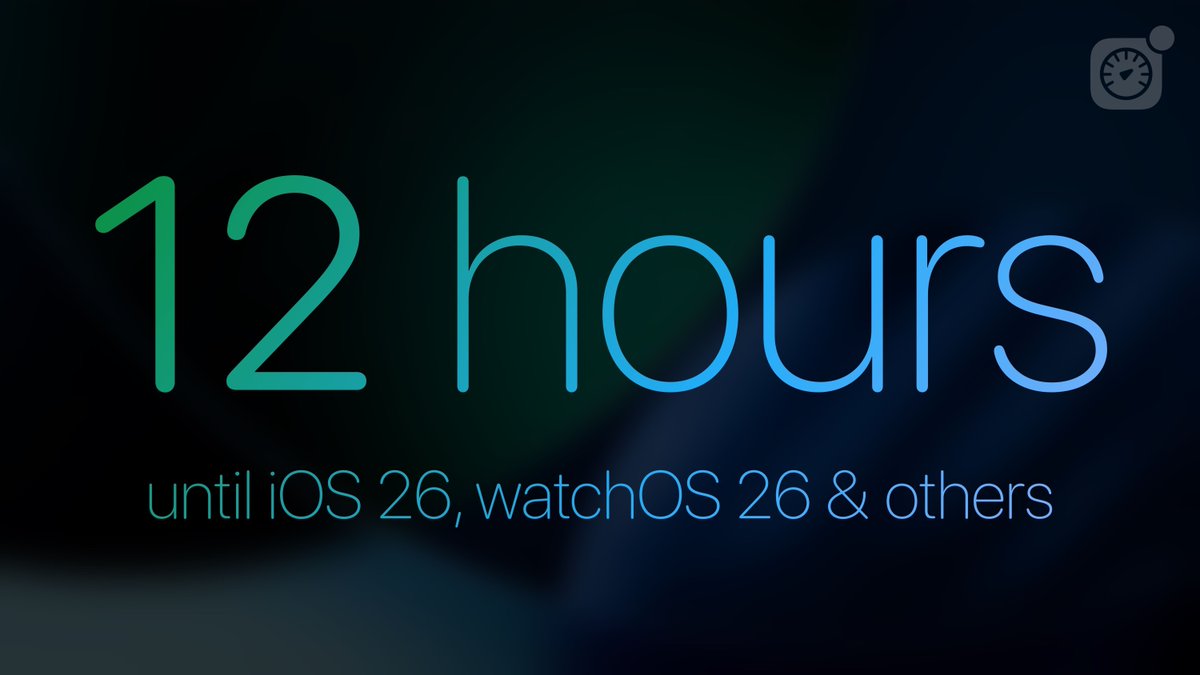12 hours left: iOS 26, iPadOS 26, watchOS 26, and more will be released to the public in approximately 12 hours.

#AppleEvent