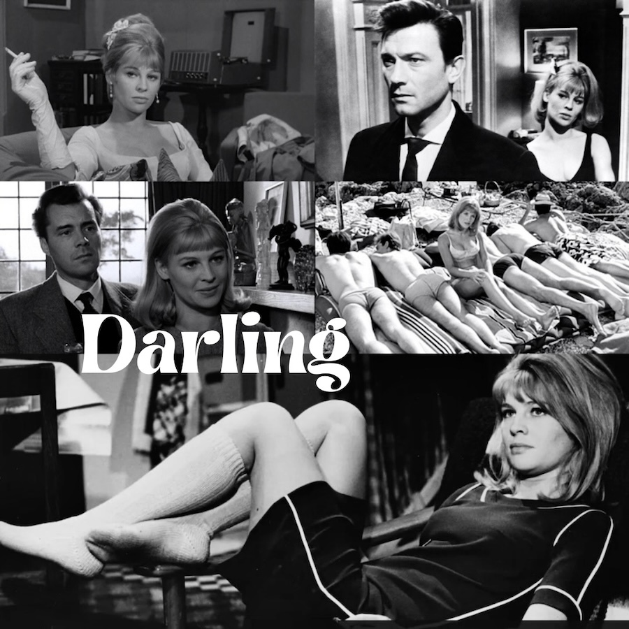 Darling (1965) Directed by John Schlesinger stars Julie Christie, Dirk Bogarde and Laurence Harvey.