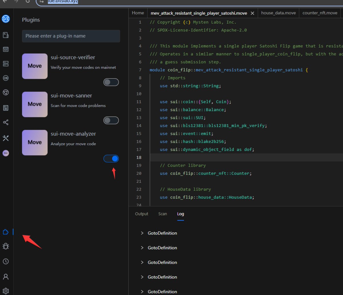 MoveBit_'s tweet image. 🚀 Exciting news from MoveBit!

We’ve just launched the Move Web IDE 👉 ide.bitslab.xyz

✨ Toggle plugins on/off (default ON)
⚡ One-click Fetch Dependencies &amp;amp; Restart Server
🔍 Smooth Go-to-Definition navigation for Move code

Now you can build faster, write cleaner…