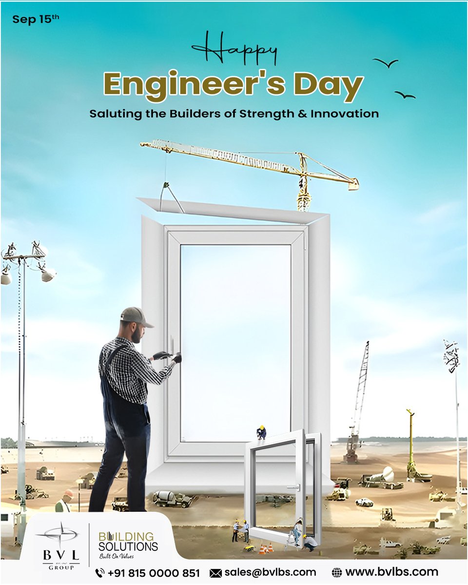 Bvlbsupvc's tweet image. Happy Engineer’s Day! Today, we salute the builders of strength, innovation, and progress – the engineers who design, create, and transform ideas into reality. 

🌐 bvlbs.com

#Bvlbs #BvlbsUPVC #uPVCDoorsAndWindows #HappyEngineersDay #EngineersDay2025