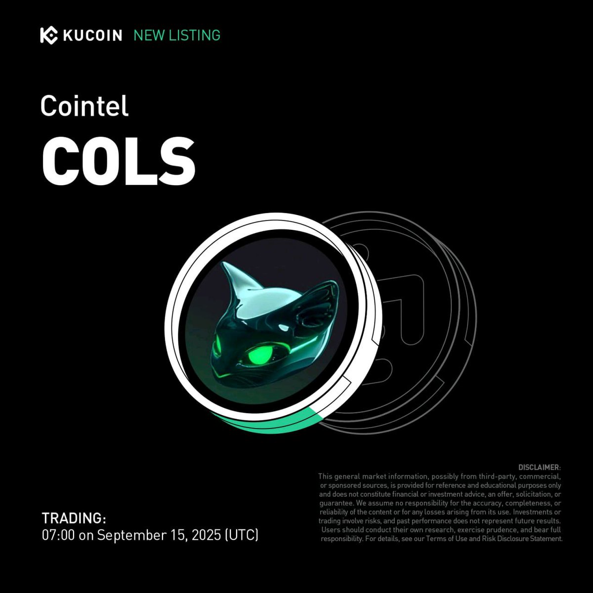 💎 إدراج Cointel (#COLS) على منصة KuCoin!
🤑 قم بالإيداع الآن
🚀 تداول COLS/USDT يبدأ في: 07:00 صباحًا بتاريخ 15 سبتمبر 2025 (UTC)
👉 تفاصيل  هنا!
kucoin.com/announcement/e…
#KuListing